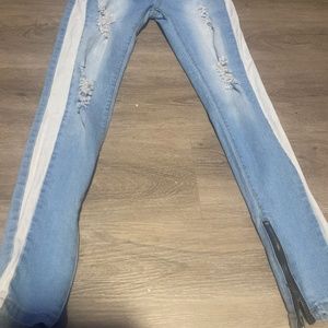 Light blue ripped skinny jeans